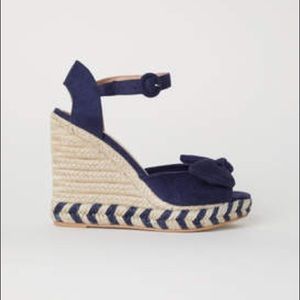 H&M Navy blue wedge espadrille sandals